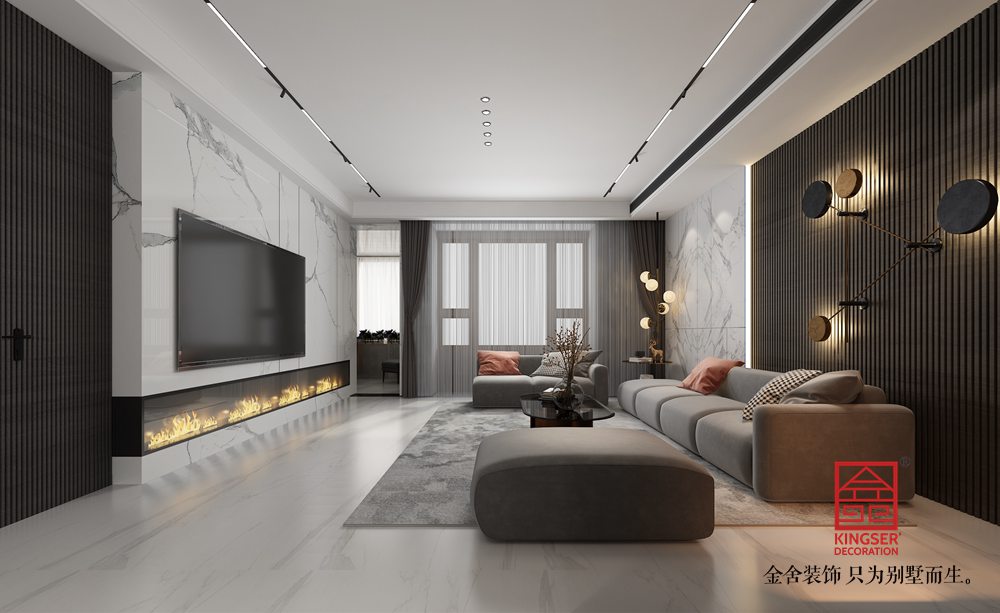 榮盛華府178平米裝修-現(xiàn)代風格-客廳