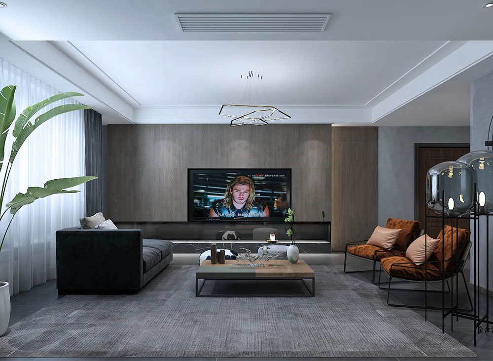 榮盛華府178平米裝修-現(xiàn)代簡約風格-客廳