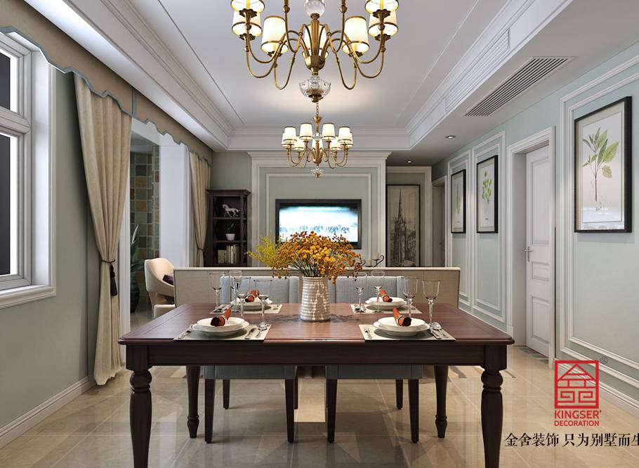 國賓壹號108平米美式風格裝修-餐廳