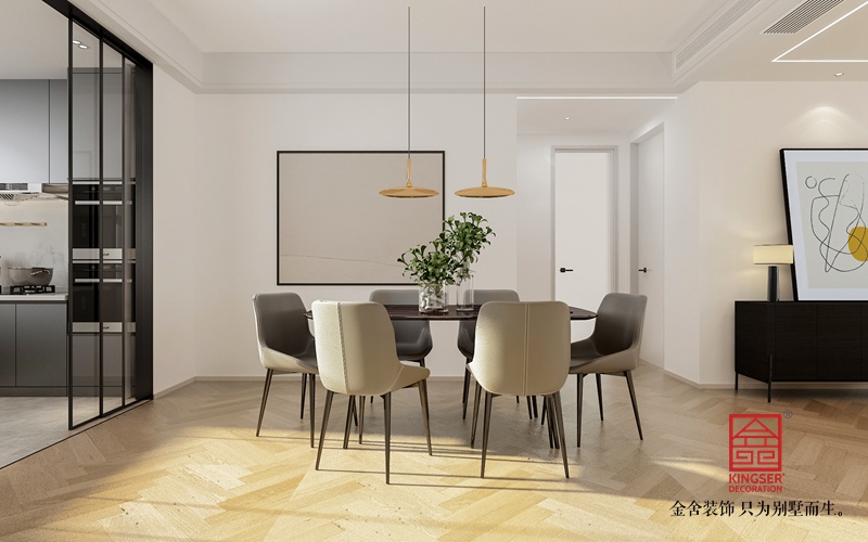 融創(chuàng)中心180平米現代極簡風格裝修-餐廳