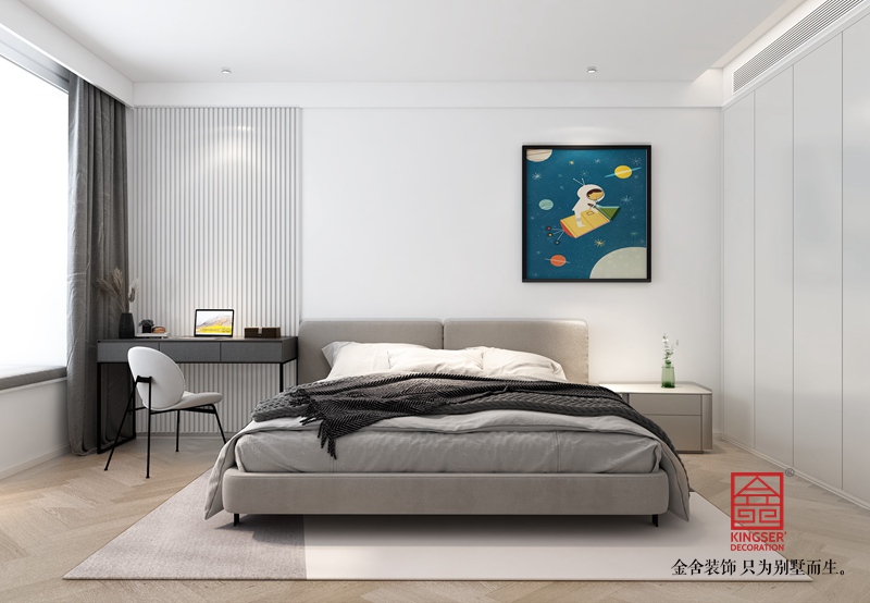 融創(chuàng)中心180平米現代極簡風格裝修-臥室