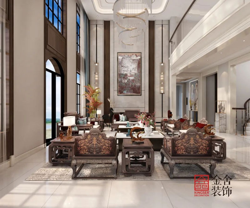 西山林語1400㎡新中式別墅裝修實(shí)景