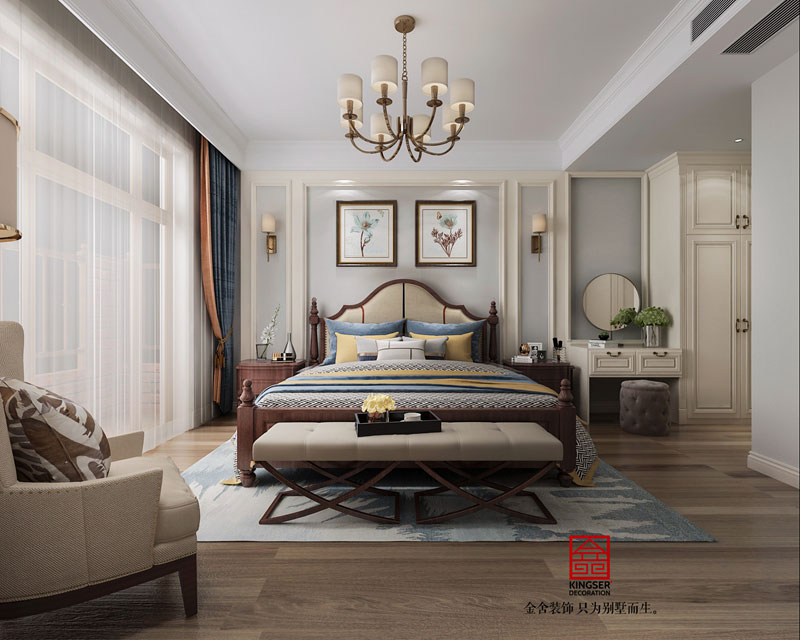 西山林語(yǔ)下疊噴繪260平美式風(fēng)格裝修效果圖