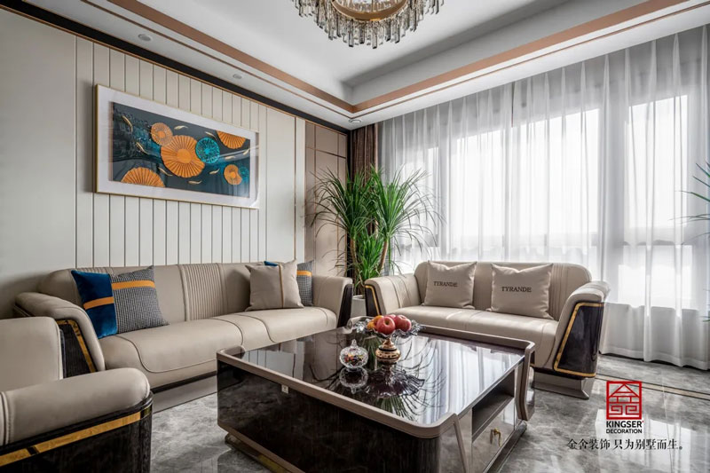 國赫天著港式輕奢風(fēng)格實(shí)景圖-客廳