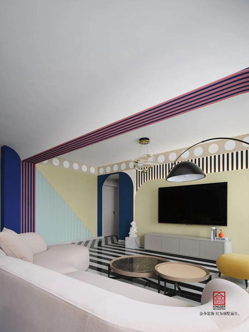 秀水名邸120㎡孟菲斯風(fēng)格裝修設(shè)計