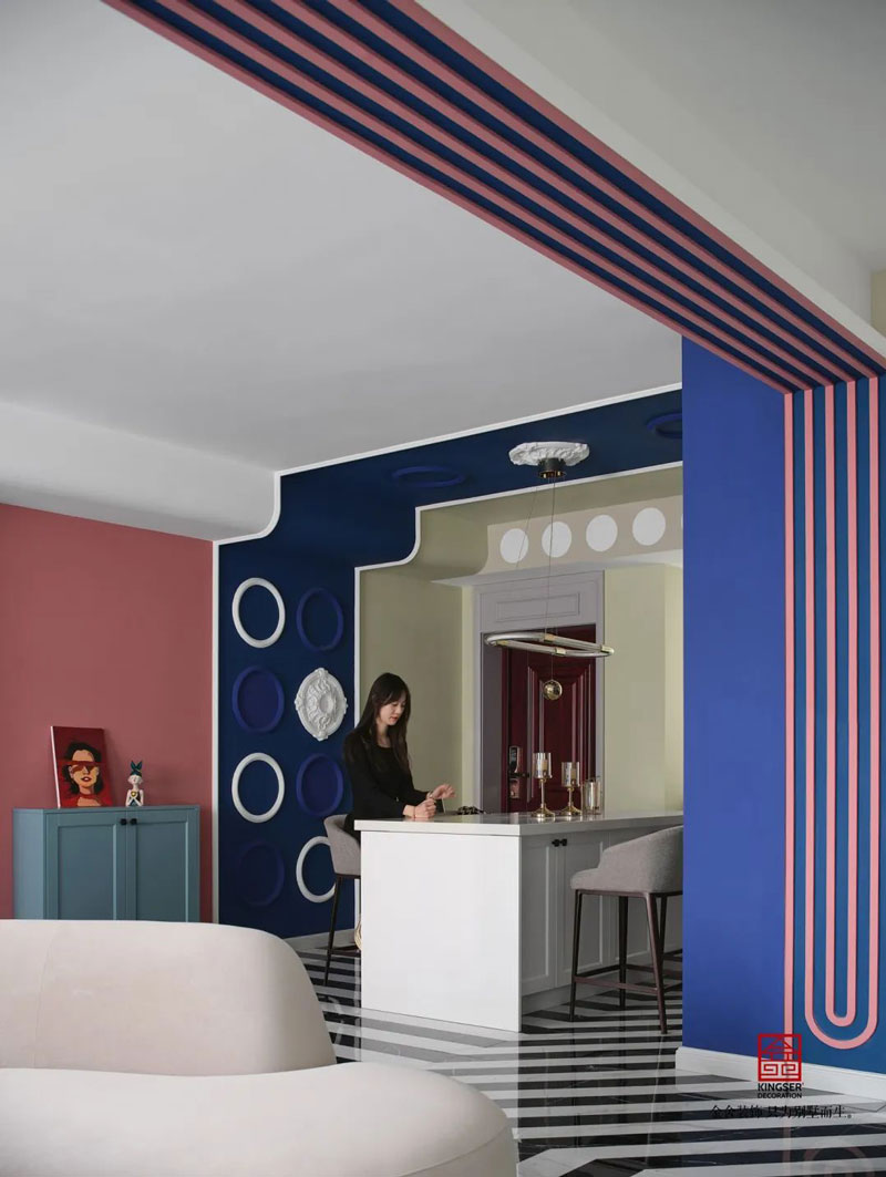 秀水名邸120㎡孟菲斯風(fēng)格裝修設(shè)計