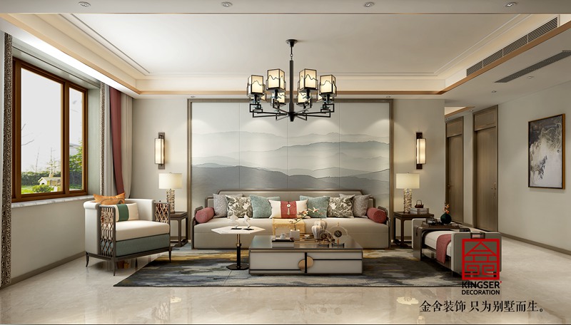 明靖莊園新中式風格客廳裝修設(shè)計
