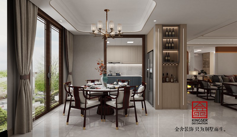 邢臺(tái)皓順府新中式風(fēng)格別墅裝修餐廳效果圖