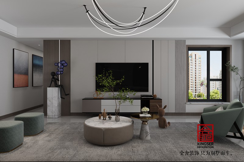 北城國際170㎡現(xiàn)代風(fēng)格客廳裝修設(shè)計(jì)